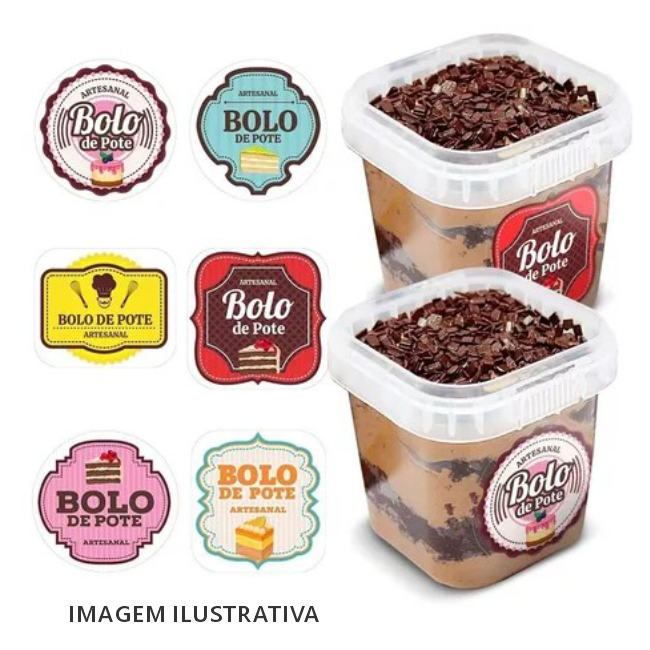 Etiquetas para bolo no pote 4x4 cm 4x4 cm Adesivo a prova d´água ...